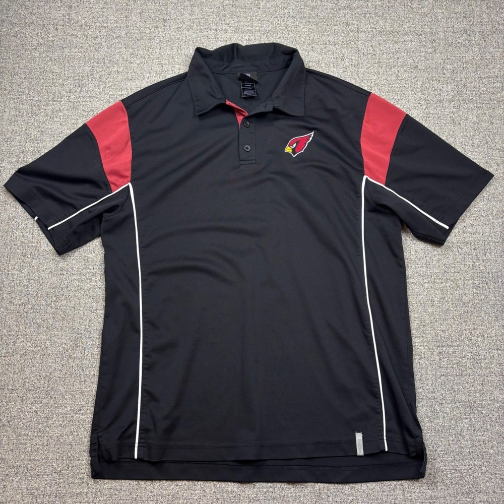 NFL Arizona Cardinals Polo Shirt Mens Large Black Red Short Sleeve Golf